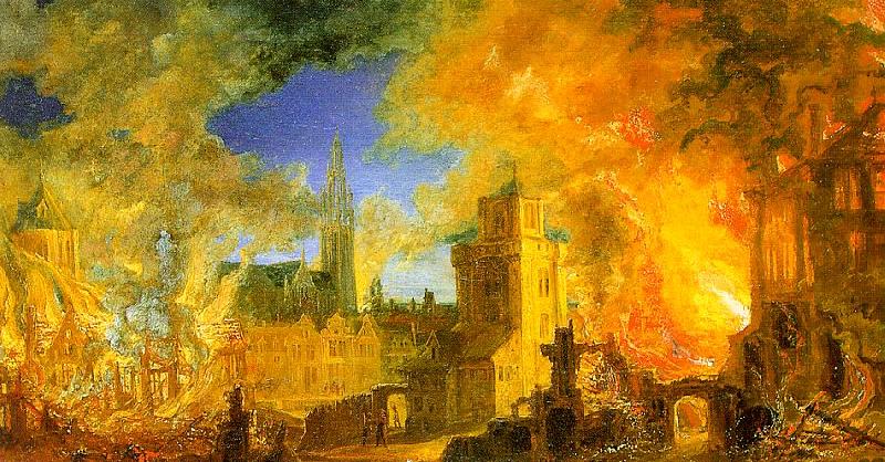 Daniel van Heil The Gunpowder Storehouse Fire at Anvers Germany oil painting art